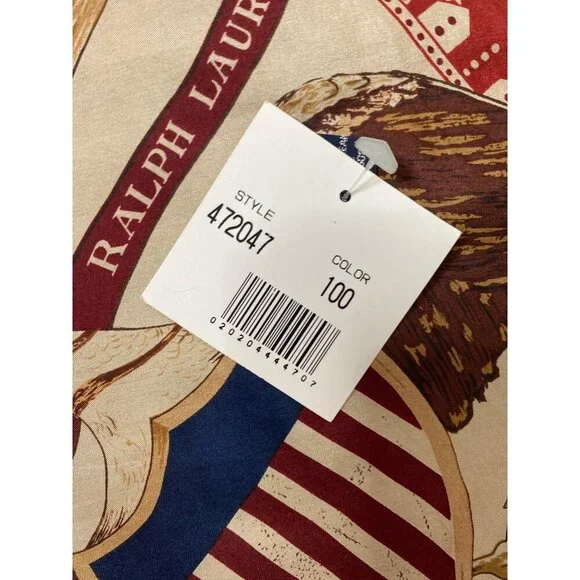 VINTAGE RALPH LAUREN POLO WOMEN'S WESTERN 100% SILK EAGLE CREST SCARF NWT - Picture 5 of 7